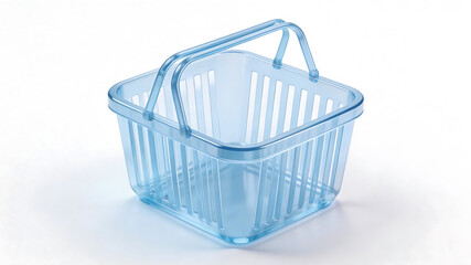 Fototapeta premium Blue plastic shopping basket for immersive visual experiences and creative projects
