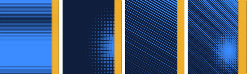 Obraz premium Blue and Gold Geometric Backgrounds with Lines and Shapes