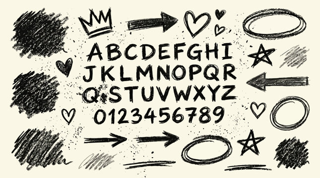 A Crayon scribbles alphabet number