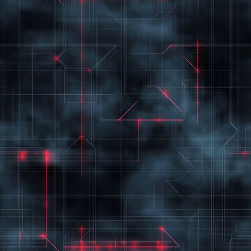 Abstract circuit pattern texture, red and white repeating lines