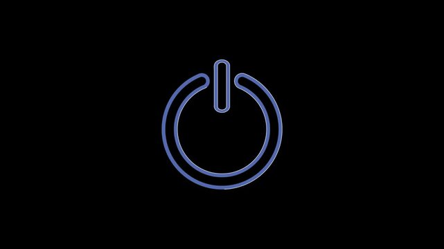 Abstract power button icon animation. start turn on off button animation.