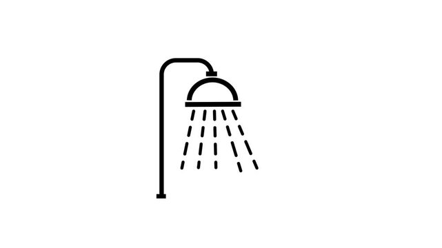 Shower Isolated Icon easily editable easily editable.Beach shower icon isolated on blue background. 4K Video motion graphic animation.