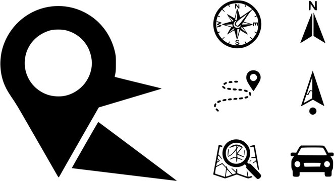 Navigation icon set, Location icon , Map pointer symbol, Vector illustration