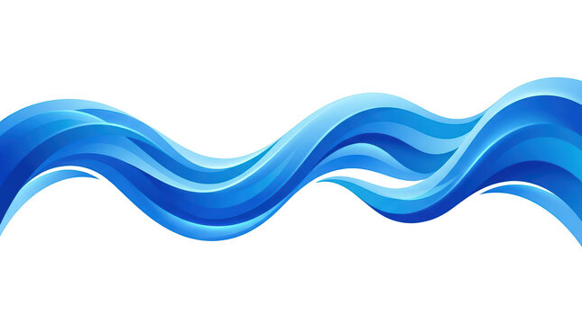 Abstract blue water wave flow isolated on transparent background
