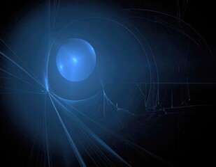 Obraz premium Abstract Blue Orb Nebula with Cosmic Light Trails.