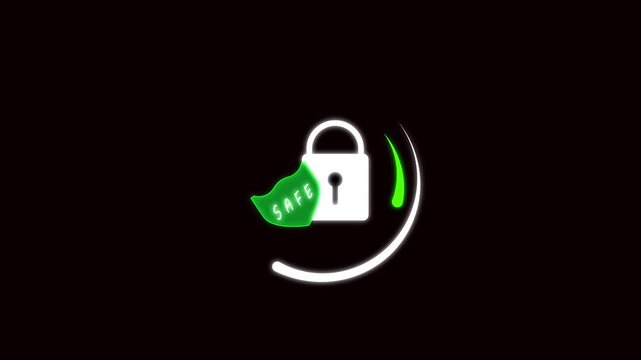 Animated digital lock screen padlock security safe green checkmark network safety ui ux design. Padlock animation security safe green checkmark encryption protection cyber secure data privacy.
