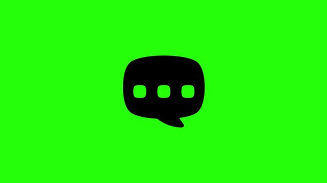 4K resolution video of a digital chat speech bubble message dialogue silhouette bouncing into view. Perfect customer support feedback web interface asset.