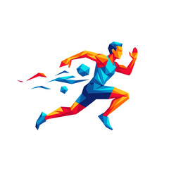 Obraz premium Abstract Runner Geometric Illustration - Sports and Fitness Concept