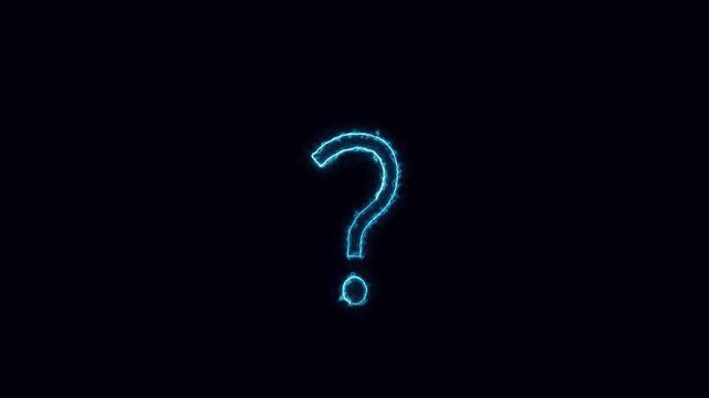 Animated blue question mark enigma mystery symbol 4k ultra hd motion graphics looping. Blue glowing question mark animation mystery enigma symbol looping technology sci fi projects.