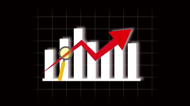 Animated upward trending growth chart business finance statistics data graph market investment. Business finance growth chart animation upward trend arrow progress increase development economy.