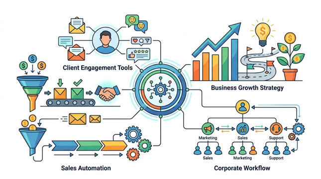 Business Growth Strategy Infographic Elements.