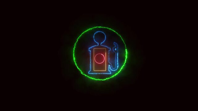 Gas pump animation neon energy electricity power fuel station seamless loop 4k ultra hd motion graphics. Animated gas pump neon energy electricity power fuel station abstract seamless loop.