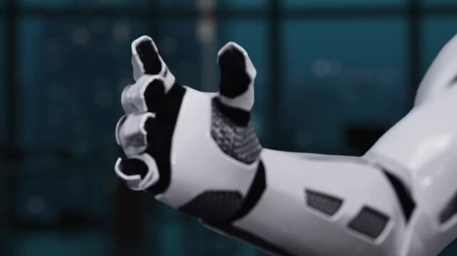 This image showcases a human finger and a robotic hand interacting with a digital justice symbol, illustrating the intersection of law and technology in a modern setting. Synapse