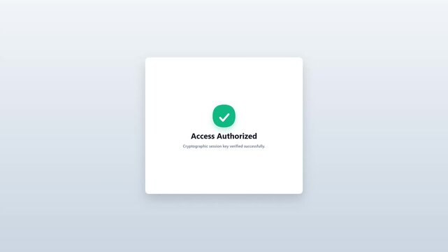 Light theme user interface demonstrating secure portal gateway authorization with successful cryptographic access