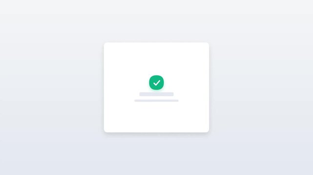 Minimal wireframe user interface loading and selection animation with success confirmation checkmark badge