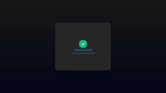 Dark mode wireframe user interface layout prototype with selection animation and successful confirmation