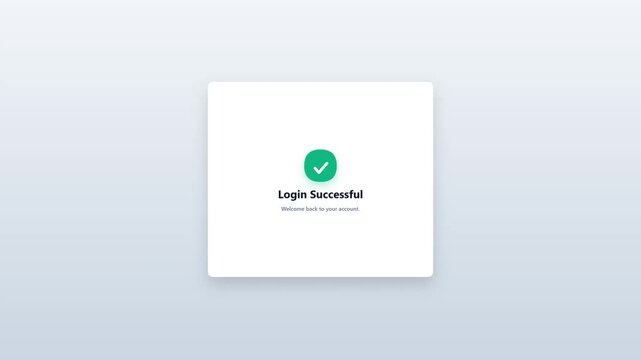 Secure account login screen interface form filling animation with successful verification message