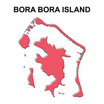 Bora bora island map symbol shape, travel web flat concept icon vector illustration .