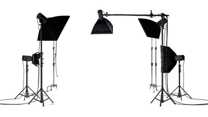 Professional studio lighting equipment setup, isolated on transparent background © Sorin