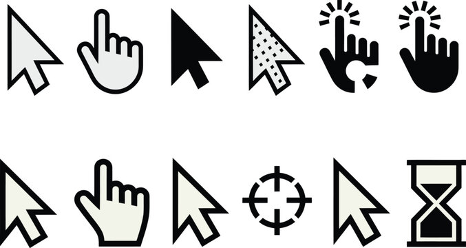 Various computer mouse cursor and hand pointers cursor hand pointers