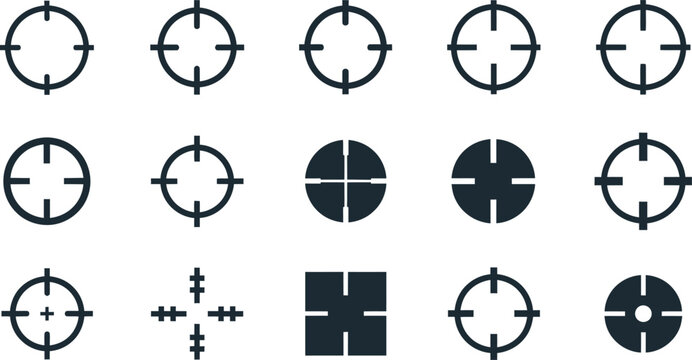 Various target on a white background, targets black crosshairs
