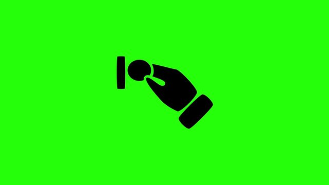Premium 4K motion graphic of a human hand inserting a metallic coin into a payment slot silhouette bouncing. Clean asset for vending machine or parking meter.