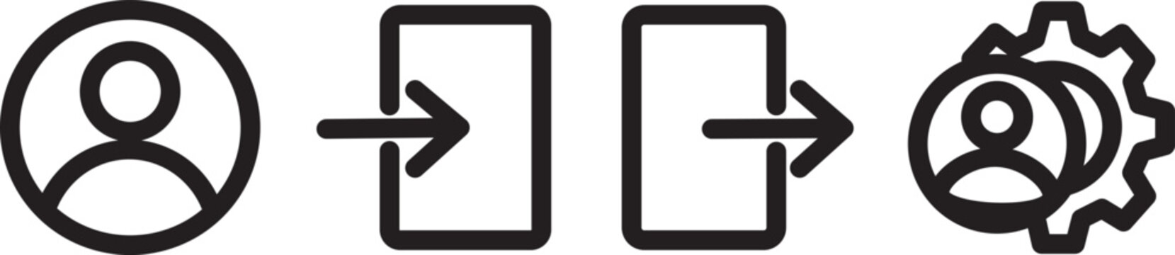 User account and system interface line icons for mobile app