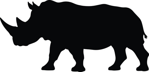 Rhinoceros Silhouette Wildlife Animal Illustration for Safari Nature Conservation and Exotic Animal Design Branding Projects © Hafijul