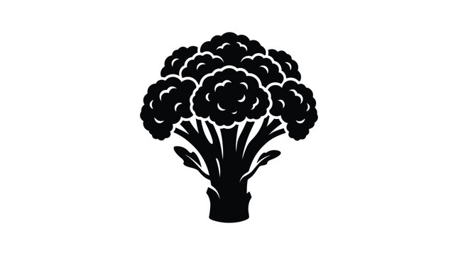 broccoli silhouette on white background vegetable food black simple graphic icon outline