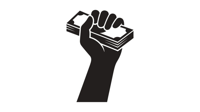 hand holding stack of money silhouette cash currency finance wealth income savings