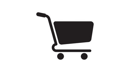 shopping cart silhouette on white background black icon symbol commerce retail purchase © MdKabir
