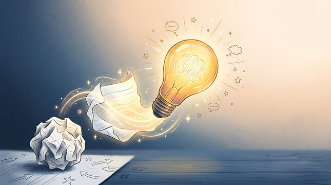 Light bulb exploding with creative idea illustration