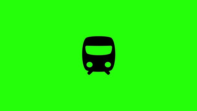 4K horizontal layout featuring a modern high speed train locomotive front view silhouette bouncing fluidly. Tactical popup graphic asset for transit app.