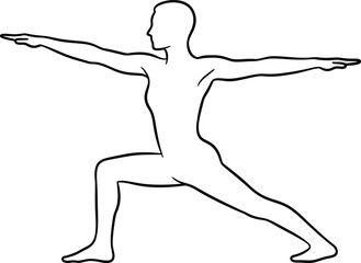 Fototapeta premium Warrior two yoga pose line art illustration