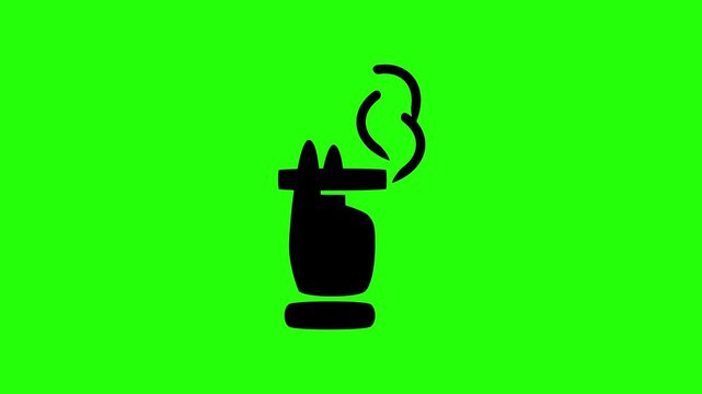 Premium 4K motion graphic of a public smoking area ashtray stand with a cigarette burning silhouette bouncing. Clean asset for airport zone facility video.