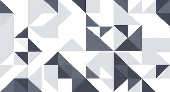 Abstract geometric pattern with grey and white triangles isolated on transparent background
