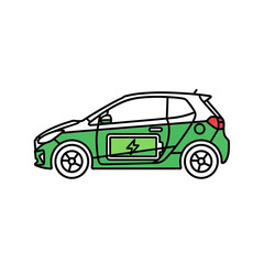 Obraz premium Green electric car illustration featuring a battery symbol