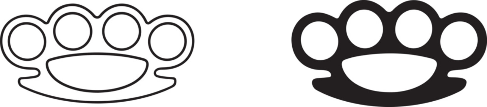 Brass knuckles vector icon black silhouette and outline.