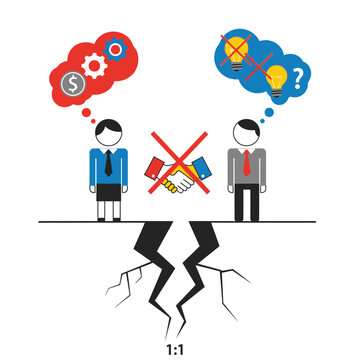Business Conflict: No Deal, Broken Negotiation, Idea and Money Stalemate