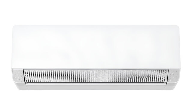 Modern White Wall Mounted Air Conditioner Isolated on Transparent Background, Home Cooling Appliance PNG, Energy Efficient Split AC Unit
