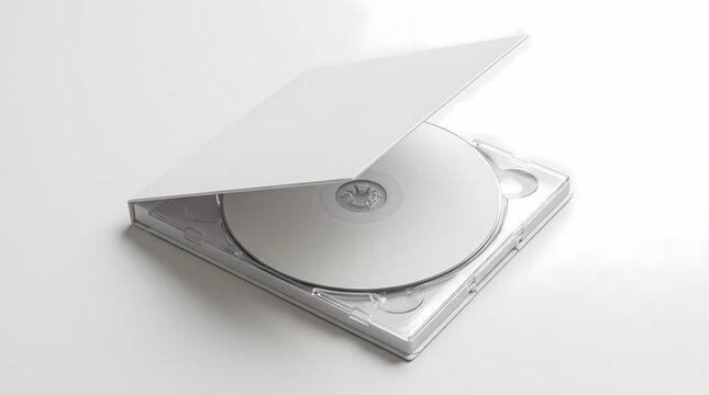 Open CD DVD Case with Disc on White Background 3D Render Isolated