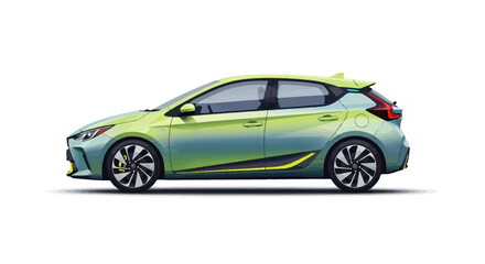Obraz premium Modern Hatchback Car with Unique Green and Blue Gradient Paint