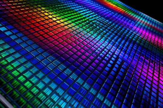 AI inference chip wafer rainbow semiconductor silicon processor technology isolated on white background