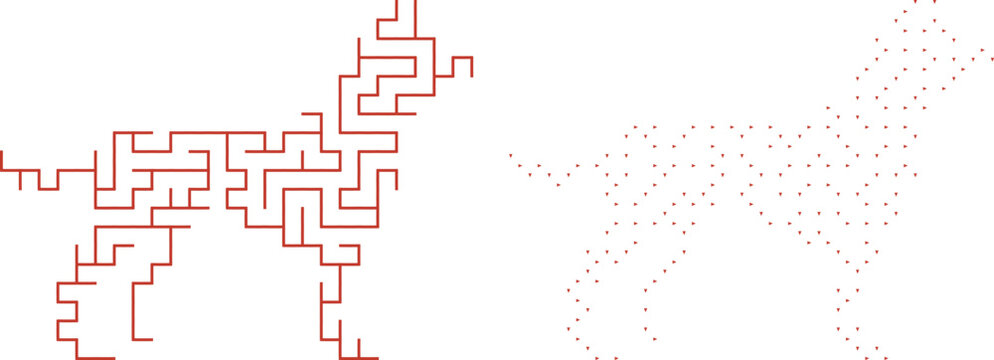 Abstract Geometric Maze Minimalist Pathfinding Art in Dynamic Digital Lattice