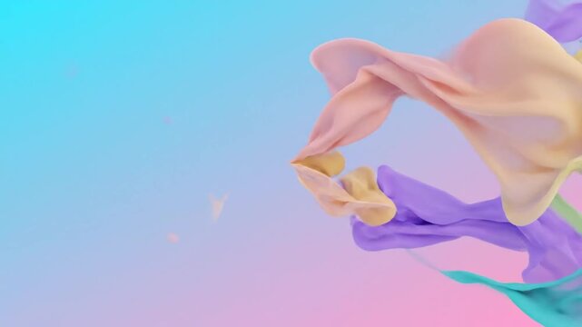 Abstract motion graphics background featuring soft pastel gradient colors with smooth flowing organic shapes and fluid liquid transitions in a seamless loop for video backdrop.