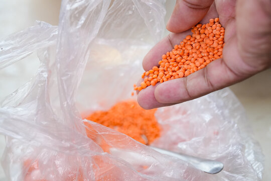 Masoor Dal (Red Lentils) Close-Up Background, Premium Quality Masoor Dal Macro Image