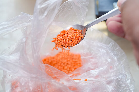 Masoor Dal (Red Lentils) Close-Up Background, Premium Quality Masoor Dal Macro Image