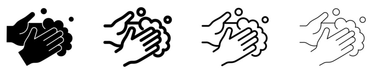 Fototapeta premium Set of hand washing icons, personal hygiene procedure. Vector illustration.