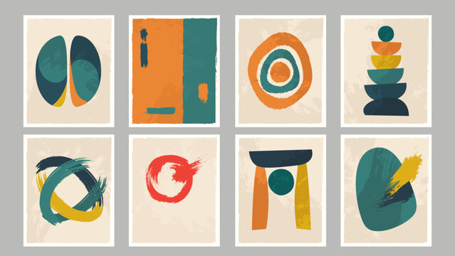 abstract mid century art posters in set