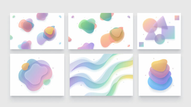 an abstract colorful transparent posters in set